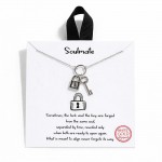 Wholesale dainty Chain Link Necklace Metal Key Lock Pendant Gold Dipped Hypoalle