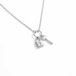 Wholesale dainty Chain Link Necklace Metal Key Lock Pendant Gold Dipped Hypoalle
