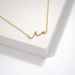 Wholesale dainty Chain Link Necklace Metal Wave Stationary Pendant L Extender L