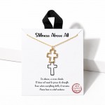 Wholesale open Cross Pendant Necklace hammered organic outline feels modern mean