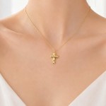 Wholesale dainty Chain Link Necklace Hammered Metal Cross Pendant L Extender L H