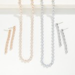 Wholesale cubic Zirconia Long Earring Necklace Set Earrings L Necklace L Extende