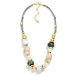 Wholesale marbled Acetate Pearl Metal Bead Beaded Necklace L Extender L