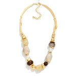 Wholesale marbled Acetate Pearl Metal Bead Beaded Necklace L Extender L