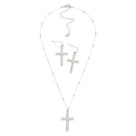 Wholesale chain Link Necklace Metal Ball Stations Twisted Metal Cross Pendant Tw