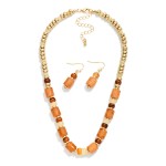 Wholesale marbled Acetate Cylinder Metal Bead Beaded Necklace Earrings Set Earri