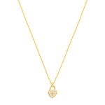 Wholesale dainty Chain Link Necklace Cubic Zirconia Heart Lock Pendant Gold Dipp