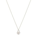 Wholesale dainty Chain Link Necklace Cubic Zirconia Heart Lock Pendant Gold Dipp