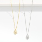 Wholesale dainty Chain Link Necklace Cubic Zirconia Heart Lock Pendant Gold Dipp