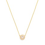 Wholesale dainty Chain Link Necklace Cubic Zirconia Circle Pendant Gold Dipped L