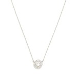 Wholesale dainty Chain Link Necklace Cubic Zirconia Circle Pendant Gold Dipped L