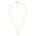 Wholesale dainty Chain Link Necklace Cubic Zirconia Wishbone Pendant Gold Dipped