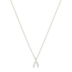 Wholesale dainty Chain Link Necklace Cubic Zirconia Wishbone Pendant Gold Dipped