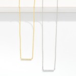 Wholesale dainty Chain Link Necklace Cubic Zirconia Bar Pendant Gold Dipped L Ex