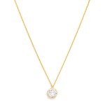 Wholesale dainty Chain Link Necklace Cubic Zirconia Circle Pendant Gold Dipped L