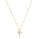 Wholesale dainty Chain Link Necklace Cubic Zirconia Cross Pendant Gold Dipped L