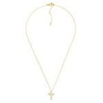 Wholesale dainty Chain Link Necklace Cubic Zirconia Cross Pendant Gold Dipped L
