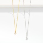 Wholesale dainty Chain Link Necklace Cubic Zirconia Teardrop Pendant Gold Dipped