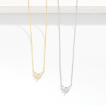 Wholesale dainty Chain Link Necklace Cubic Zirconia Heart Pendant Gold Dipped L