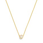Wholesale dainty Chain Link Necklace Cubic Zirconia Circle Pendant Gold Dipped L