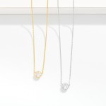Wholesale dainty Chain Link Necklace Cubic Zirconia Circle Pendant Gold Dipped L