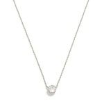 Wholesale dainty Chain Link Necklace Cubic Zirconia Circle Pendant Gold Dipped L