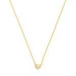 Wholesale dainty Chain Link Necklace Pave Cubic Zirconia Heart Pendant Gold Dipp
