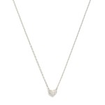 Wholesale dainty Chain Link Necklace Pave Cubic Zirconia Heart Pendant Gold Dipp