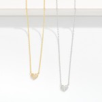 Wholesale dainty Chain Link Necklace Pave Cubic Zirconia Heart Pendant Gold Dipp