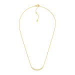 Wholesale dainty Chain Link Necklace Cubic Zirconia Curved Bar Pendant Gold Dipp