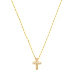 Wholesale dainty Chain Link Necklace Cubic Zirconia Cross Pendant Gold Dipped L