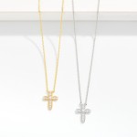 Wholesale dainty Chain Link Necklace Cubic Zirconia Cross Pendant Gold Dipped L