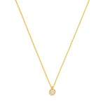 Wholesale dainty Chain Link Necklace Cubic Zirconia Circle Pendant Gold Dipped L