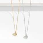 Wholesale dainty Chain Link Necklace Cubic Zirconia Butterfly Pendant Gold Dippe