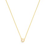 Wholesale dainty Chain Link Necklace Cubic Zirconia Circle Metal Border Pendant