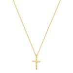 Wholesale dainty Chain Link Necklace Metal Cubic Zirconia Cross Pendant Gold Dip