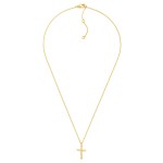 Wholesale dainty Chain Link Necklace Metal Cubic Zirconia Cross Pendant Gold Dip