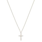 Wholesale dainty Chain Link Necklace Metal Cubic Zirconia Cross Pendant Gold Dip