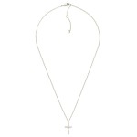 Wholesale dainty Chain Link Necklace Metal Cubic Zirconia Cross Pendant Gold Dip