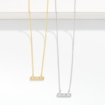 Wholesale dainty Chain Link Necklace Cubic Zirconia Bar Pendant Gold Dipped L Ex
