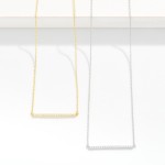 Wholesale dainty Chain Link Necklace Cubic Zirconia Bar Pendant Gold Dipped L Ex