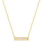 Wholesale dainty Chain Link Necklace Cubic Zirconia Bar Pendant Gold Dipped L Ex