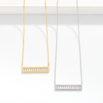 Wholesale dainty Chain Link Necklace Cubic Zirconia Bar Pendant Gold Dipped L Ex