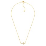 Wholesale dainty Chain Link Necklace Cubic Zirconia East West Cross Pendant Gold
