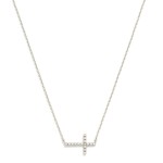 Wholesale dainty Chain Link Necklace Cubic Zirconia East West Cross Pendant Gold