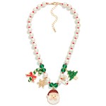 Wholesale pearl Beaded Necklace Christmas Charms L Extender L