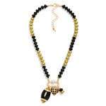Wholesale game Day Beaded Necklace Enamel Checkered Heart Football Pendant L Ext