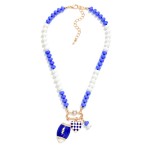Wholesale game Day Beaded Necklace Enamel Checkered Heart Football Pendant L Ext