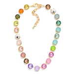 Wholesale soft Multi Stone Crystal Cup Chain Necklace lined round faceted glass