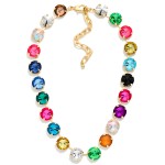 Wholesale multi Stone Crystal Cup Chain Necklace lined round faceted glass cryst